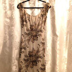 JANETTE U.S.A. CREAM COLOR DRESS WITH FLORAL PRINT, KNEE-LENGTH – SIZE 6